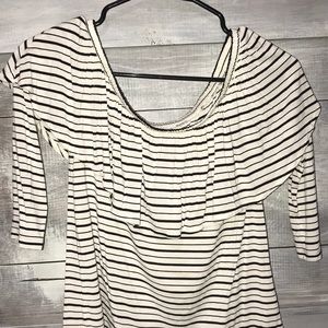 quarter sleeve, off the shoulder stripe top